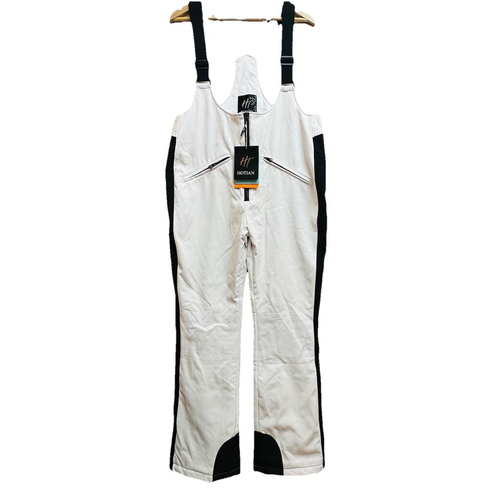WOMENS snow bibs XL White Black NEW Pants Adjustable Insulated